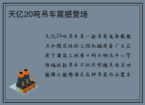 天亿20吨吊车震撼登场