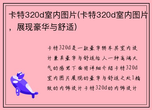 卡特320d室内图片(卡特320d室内图片，展现豪华与舒适)